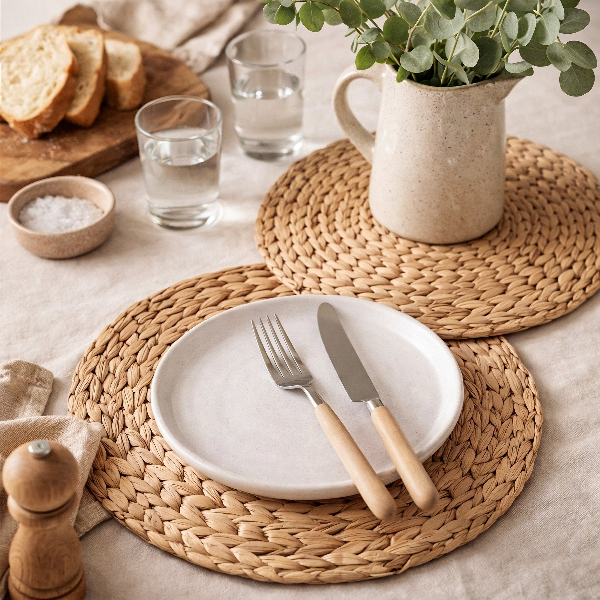JS Gourmet Sets de table ronds en jacinthe d'eau, lot de 2 (32 cm) - Simple Boutique