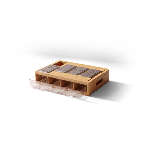 JS Gourmet Station de préparation alimentaire multifonctionnelle et planche à découper en bambou avec 4 bacs - Simple Boutique