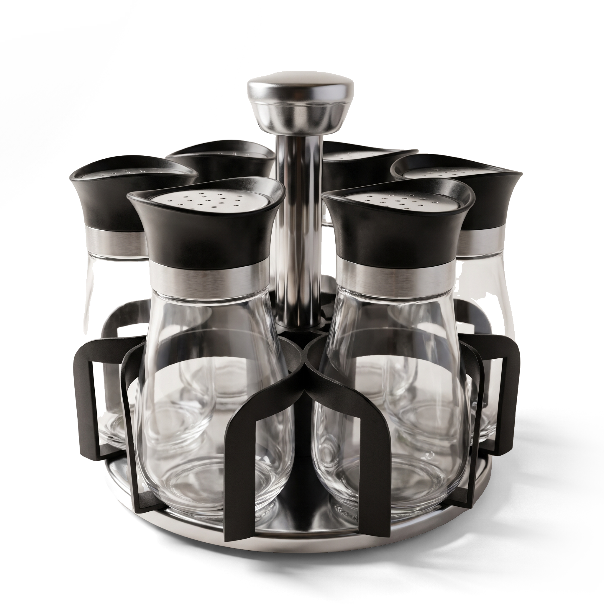 JS Gourmet Support à épices rotatif avec 6 pots en verre - rotation à 360° - Simple Boutique