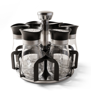 JS Gourmet Support à épices rotatif avec 6 pots en verre - rotation à 360° - Simple Boutique