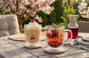 JS Gourmet Tasses à double paroi avec motif cerise 3D, 300 ml — Lot de 2 - Simple Boutique