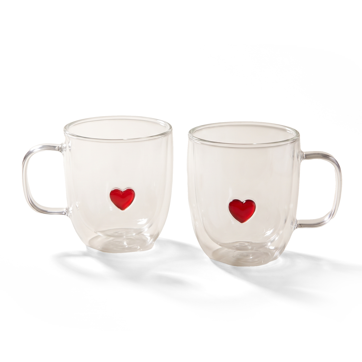 JS Gourmet Tasses à double paroi avec motif cœur 3D, 300 ml - Lot de 2 - Simple Boutique