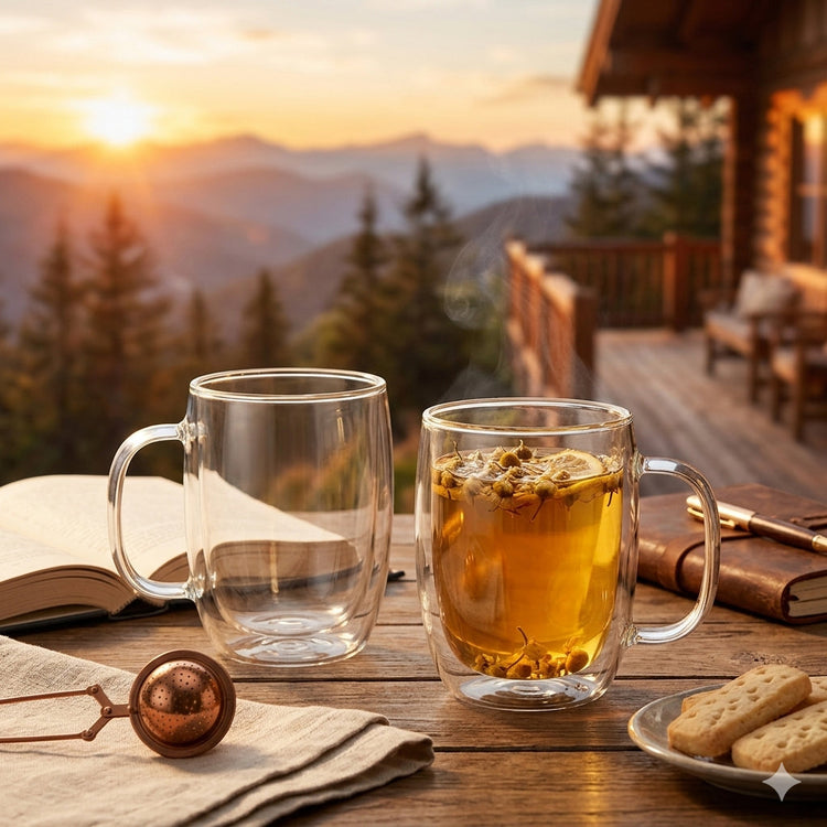 JS Gourmet Tasses en verre à double paroi — Ensemble de 2, 250 ml - Simple Boutique