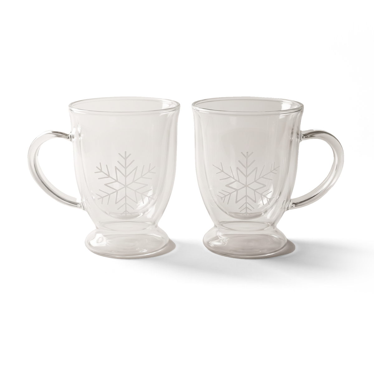 JS Gourmet Tasses en verre à double paroi à flocons de neige, 350 ml - Lot de 2 - Simple Boutique