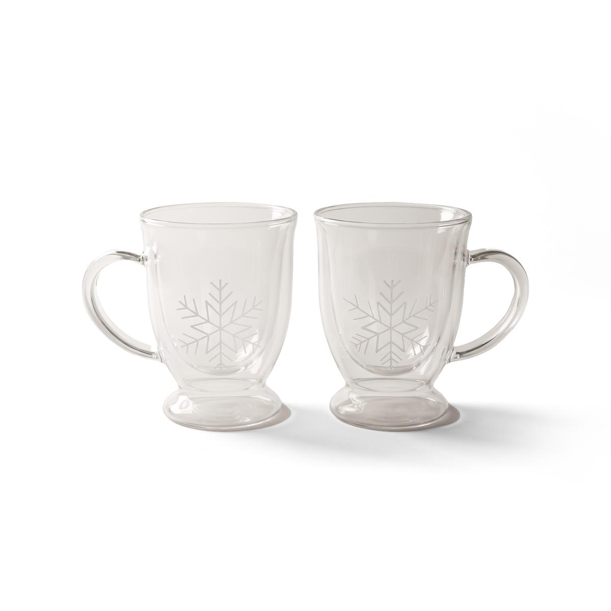 JS Gourmet Tasses en verre à double paroi à flocons de neige, 350 ml - Simple Boutique