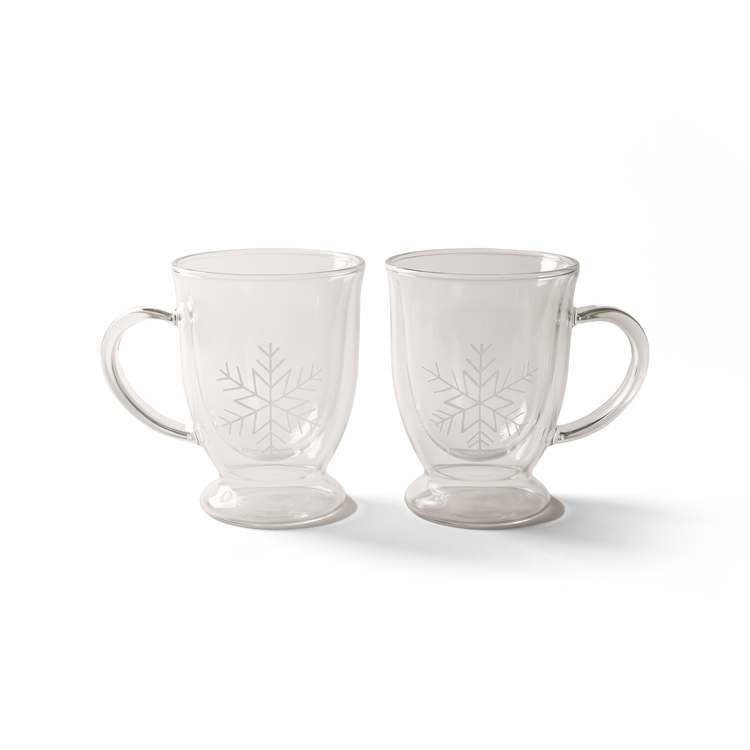 JS Gourmet Tasses en verre à double paroi à flocons de neige, 350 ml - Simple Boutique
