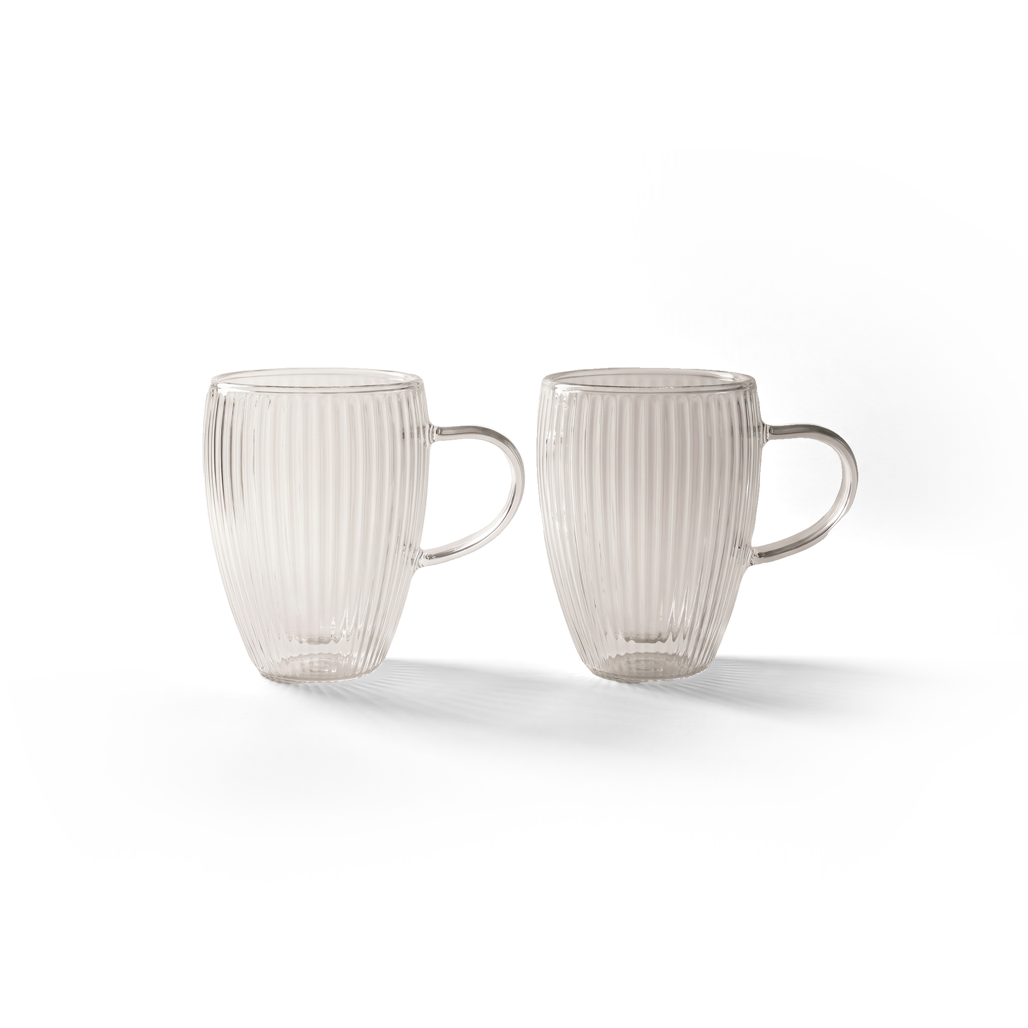 JS Gourmet Tasses en verre à double paroi avec motif en relief cannelé — Lot de 2, 350 ml - Simple Boutique