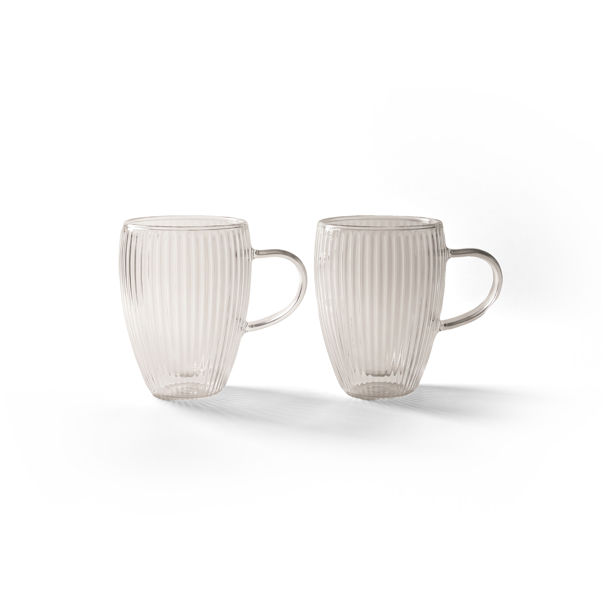 JS Gourmet Tasses en verre à double paroi avec motif en relief cannelé — Lot de 2, 350 ml - Simple Boutique