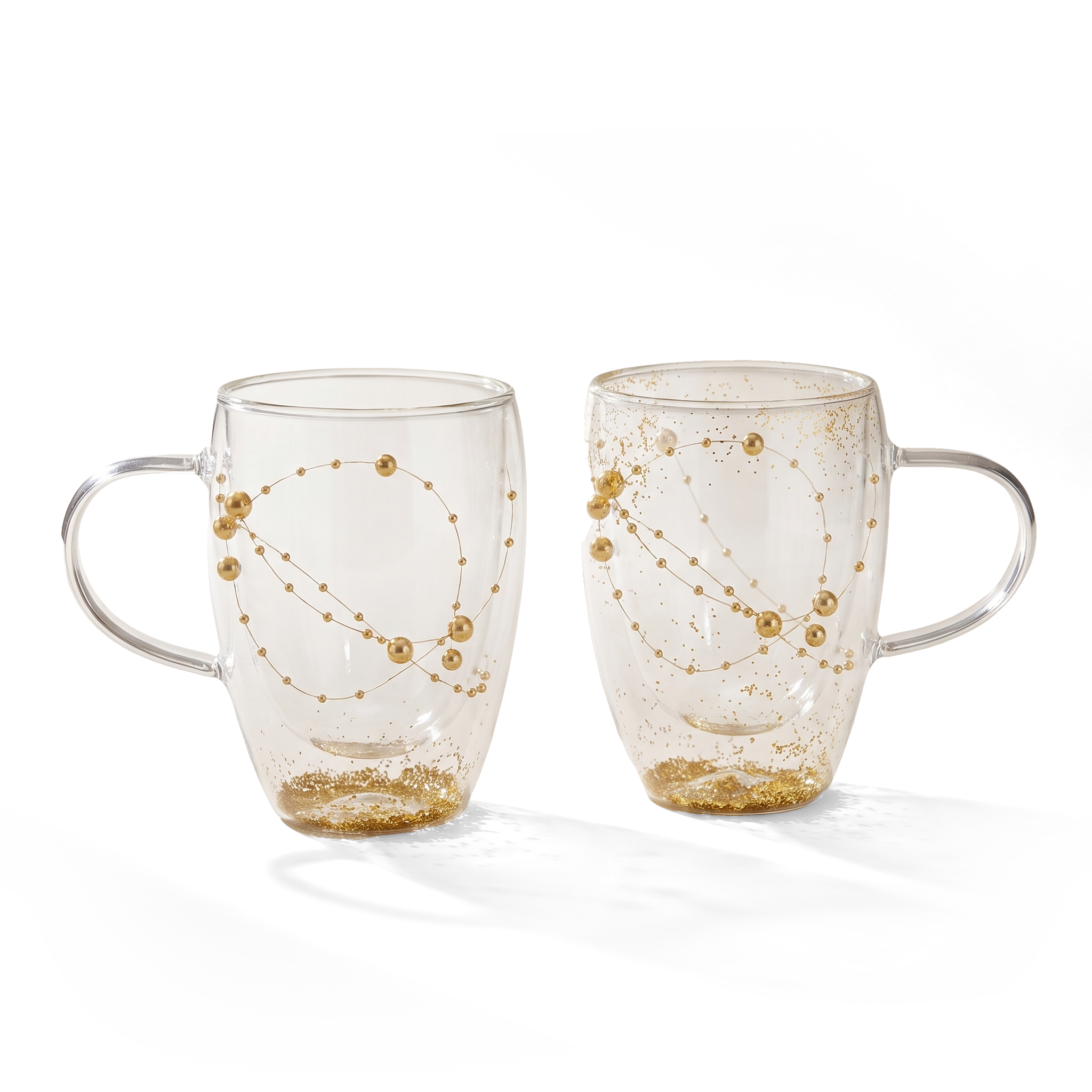JS Gourmet Tasses en verre à double paroi avec ornements de perles flottants — lot de 2 - Simple Boutique