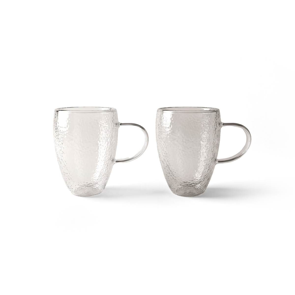 JS Gourmet Tasses en verre à double paroi avec texture martelée — Lot de 2, 350 ml - Simple Boutique