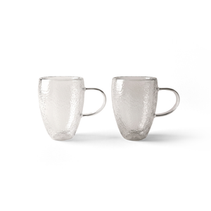 JS Gourmet Tasses en verre à double paroi avec texture martelée — Lot de 2, 350 ml - Simple Boutique