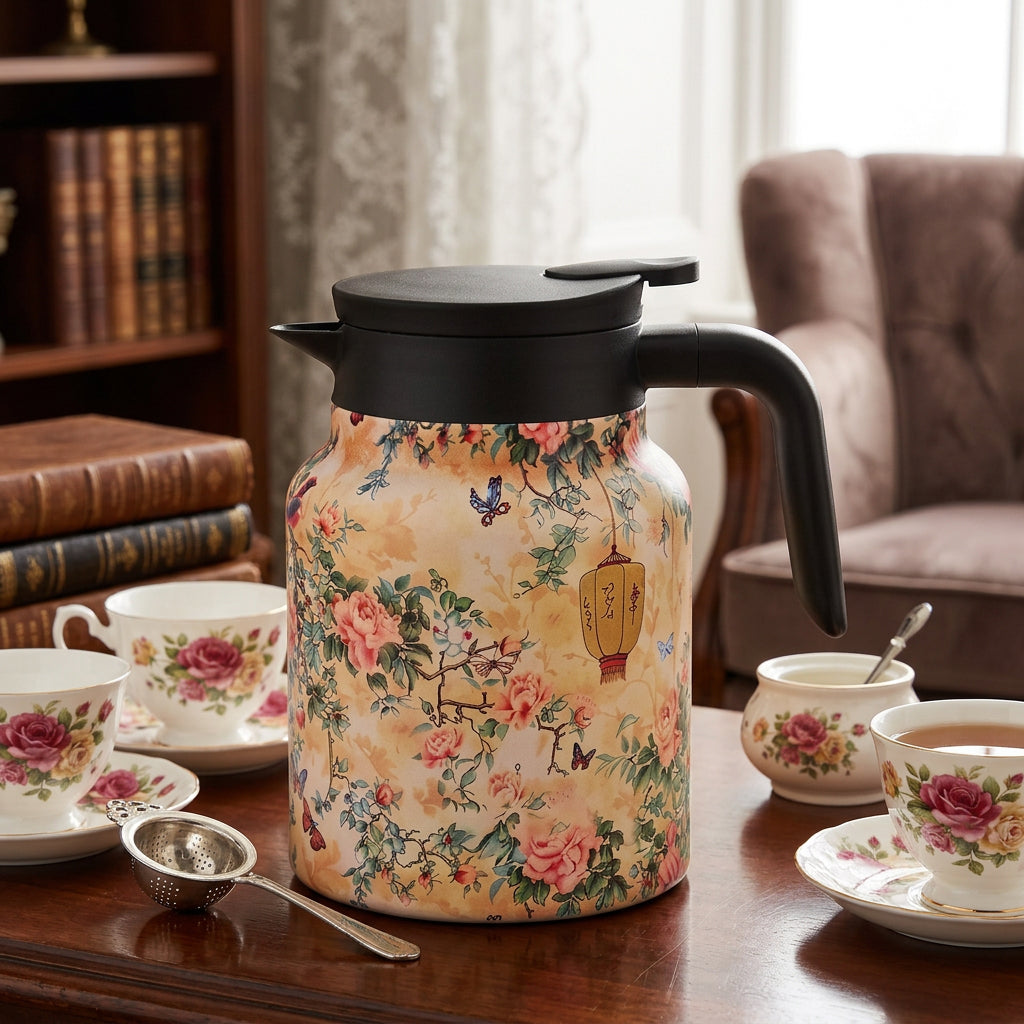 JS Gourmet Thermos à thé floral vintage, 1,5 L - Simple Boutique