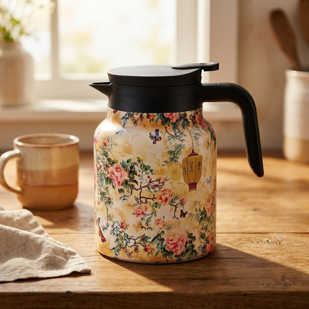 JS Gourmet Thermos à thé floral vintage, 1,5 L - Simple Boutique