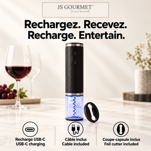 JS Gourmet Tire-bouchon électrique rechargeable pour le vin - Simple Boutique