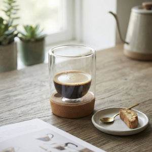 JS Gourmet Verre double paroi 350 ml avec base en liège - Simple Boutique