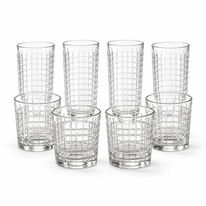 JS Gourmet Verres Highball 450 ml / Tumbler 380 ml - Lot de 8 Motif vitrail - Simple Boutique