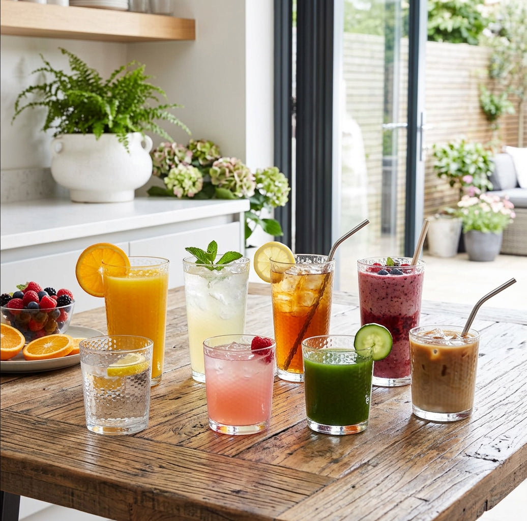 JS Gourmet Verres Highball 450ml / Tumbler 380ml - Lot de 8 Motif Alvéolé - Simple Boutique