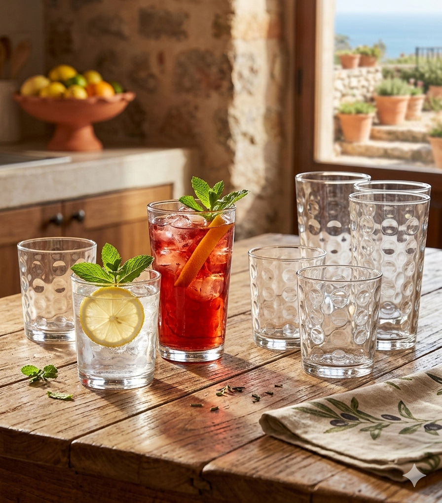 JS Gourmet Verres Highball 450ml / Tumbler 380ml - Lot de 8 Motif bulles - Simple Boutique