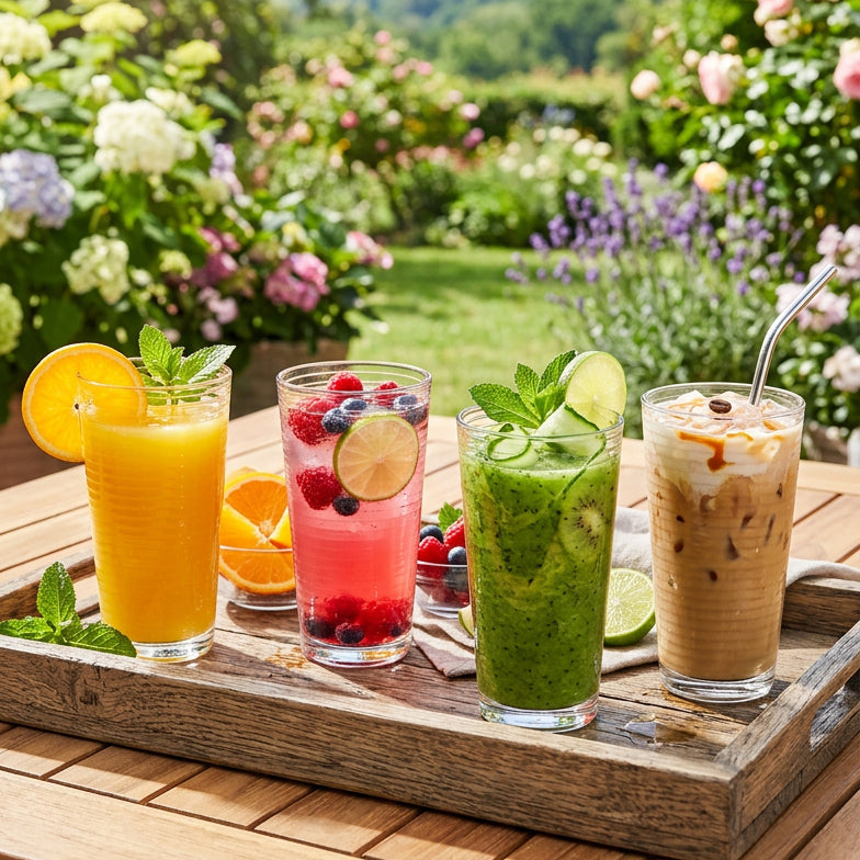 JS Gourmet Verres Long Drink 450 ml - Lot de 4, Design Rainuré - Simple Boutique