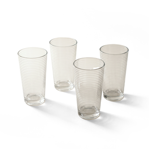JS Gourmet Verres Long Drink 450 ml - Lot de 4, Design Rainuré - Simple Boutique