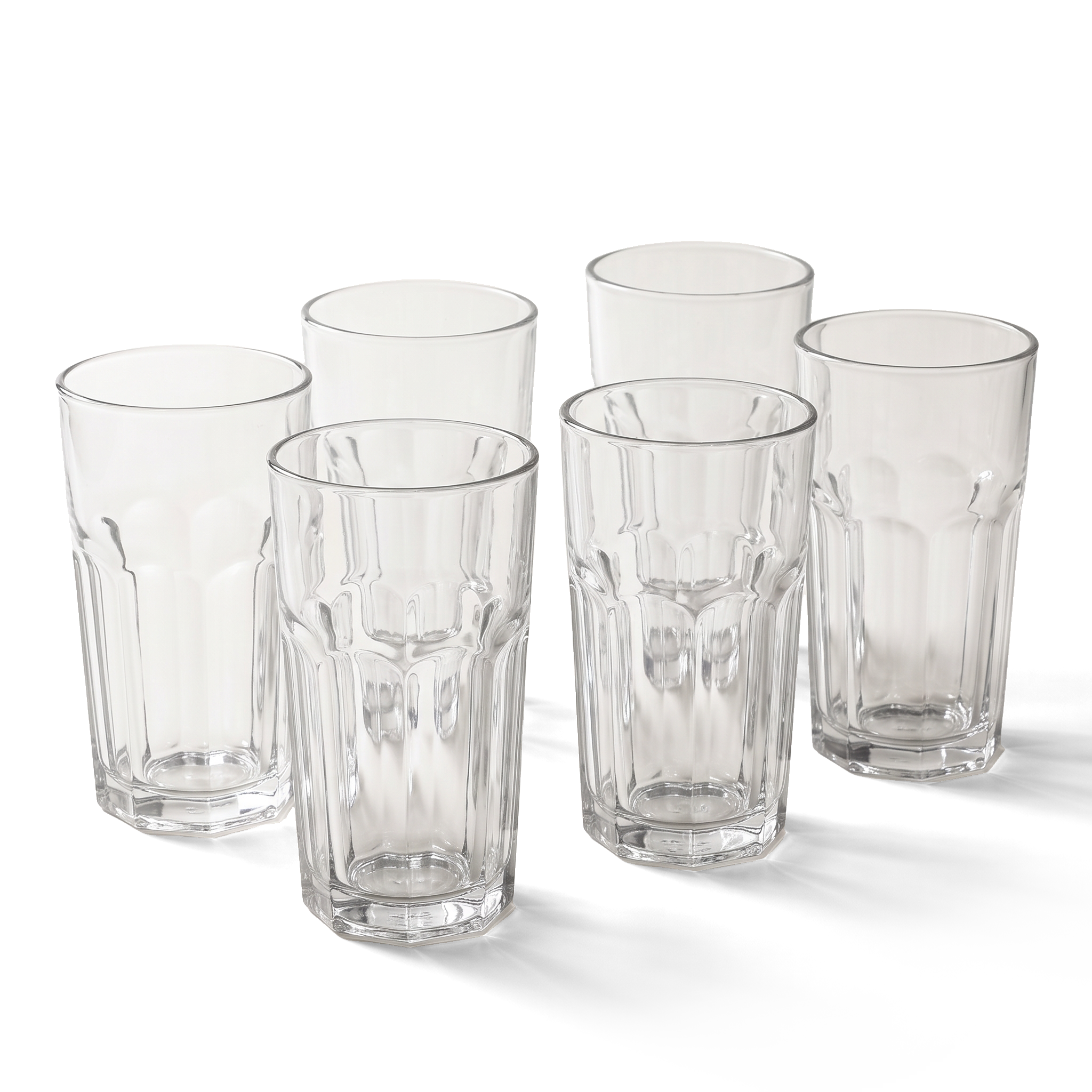 JS Gourmet Verres à Highball trempés 440 ml - Lot de 6 à motif facetté - Simple Boutique