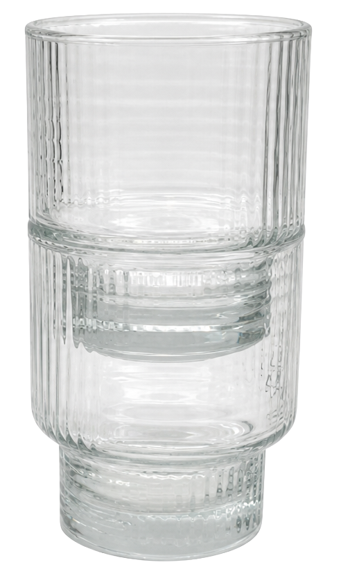 JS Gourmet Verres à boire empilables à côtes, Lot de 4 - 325 ml - Simple Boutique