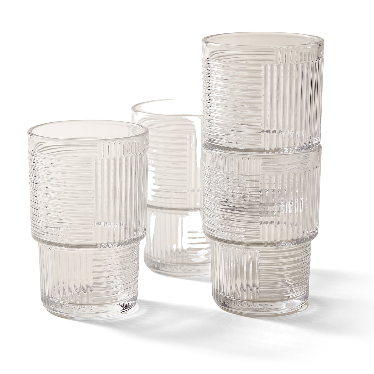 JS Gourmet Verres à boire empilables à côtes, Lot de 4 - 325 ml - Simple Boutique