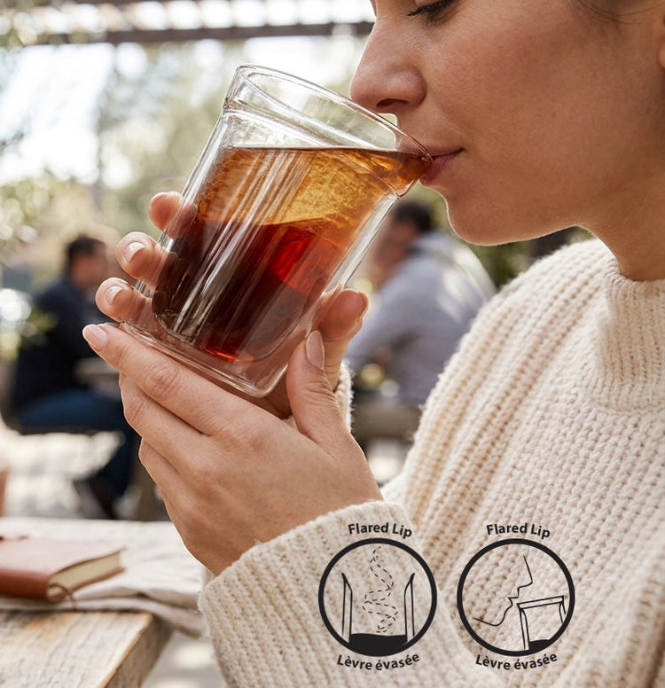 JS Gourmet Verres à double paroi à bord unique, Lot de 2 - 350 ml - Simple Boutique