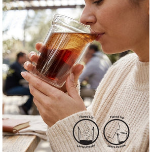 JS Gourmet Verres à double paroi et à simple rebord, Lot de 2 - 350 ml - Simple Boutique
