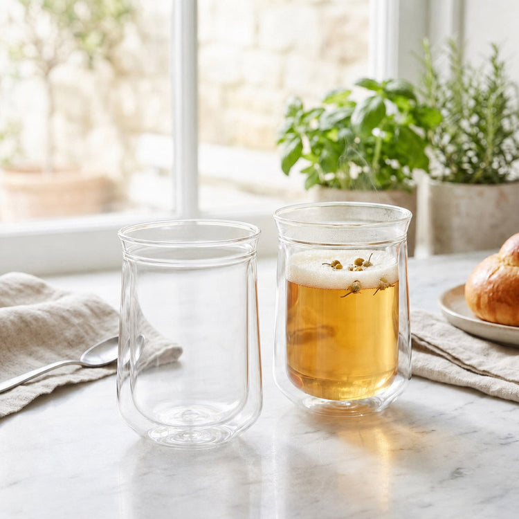JS Gourmet Verres à double paroi et à simple rebord, Lot de 2 - 280 ml - Simple Boutique