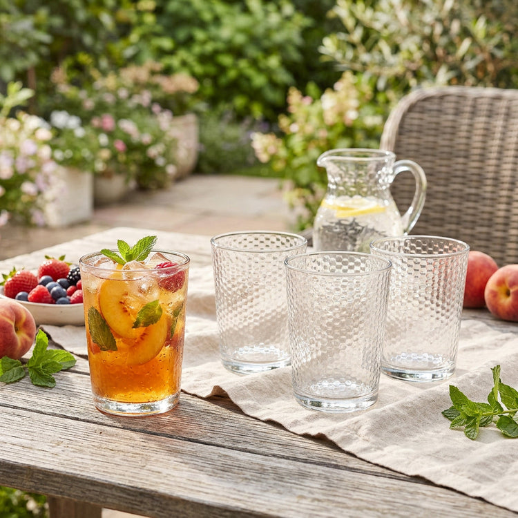 JS Gourmet Verres à eau 380 ml - Lot de 4 Motif nid d'abeille - Simple Boutique