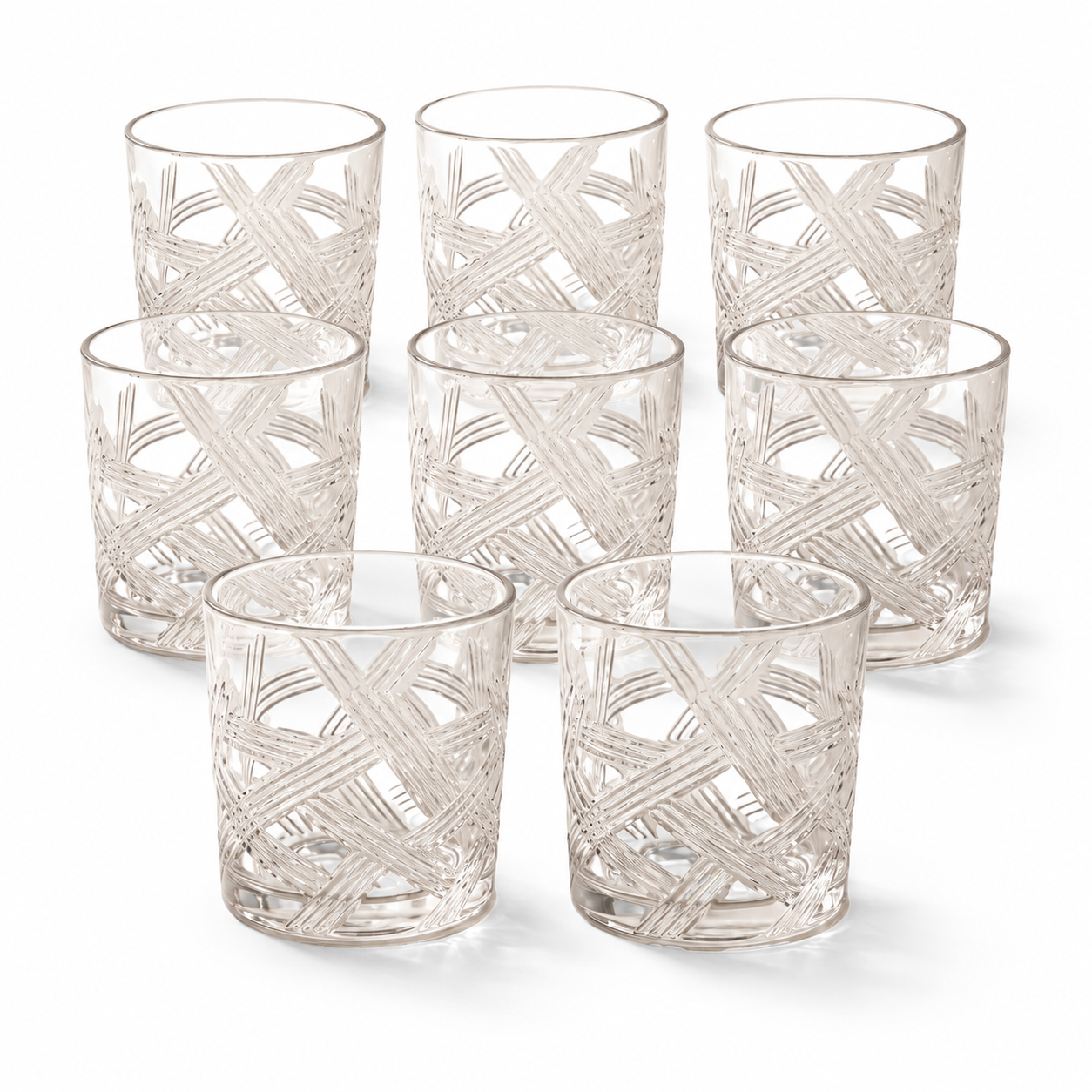JS Gourmet Verres bas à coupe losange matelassé - Lot de 8 - Simple Boutique