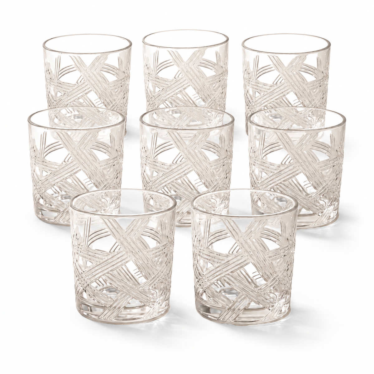 JS Gourmet Verres bas à coupe losange matelassé - Lot de 8 - Simple Boutique