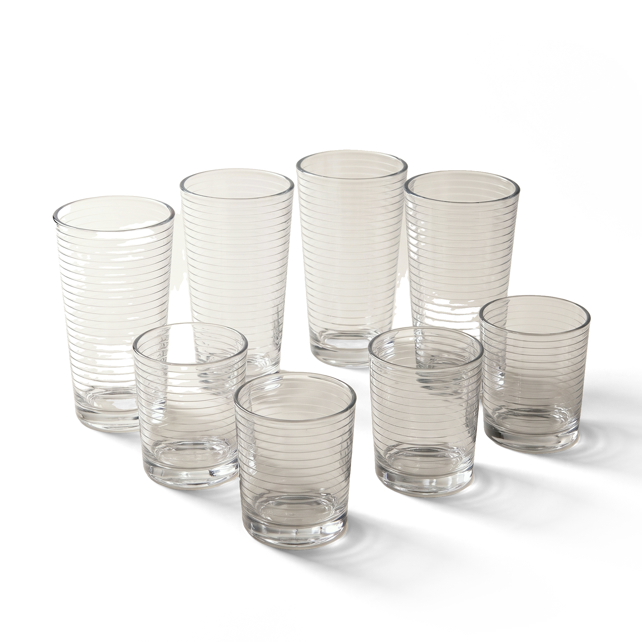 JS Gourmet Verres droits 450 ml / Verres à whisky 380 ml - Lot de 8 à motif cannelé - Simple Boutique