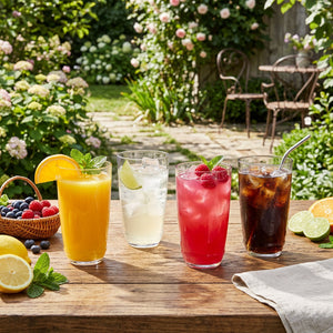 JS Gourmet Verres empilables à rebord fin en borosilicate, Lot de 4 - Highball, 460 ml - Simple Boutique