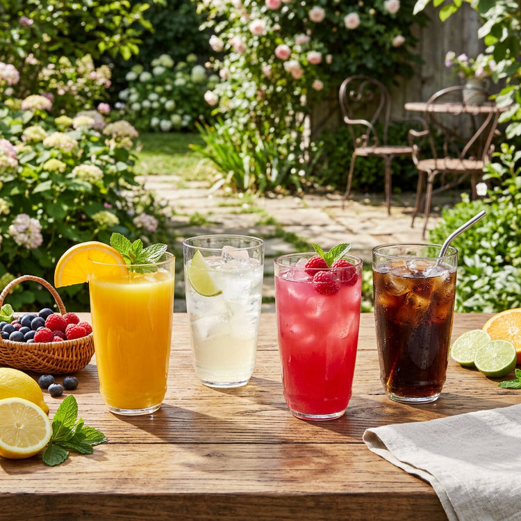 JS Gourmet Verres empilables à rebord fin en borosilicate, Lot de 4 - Highball, 460 ml - Simple Boutique