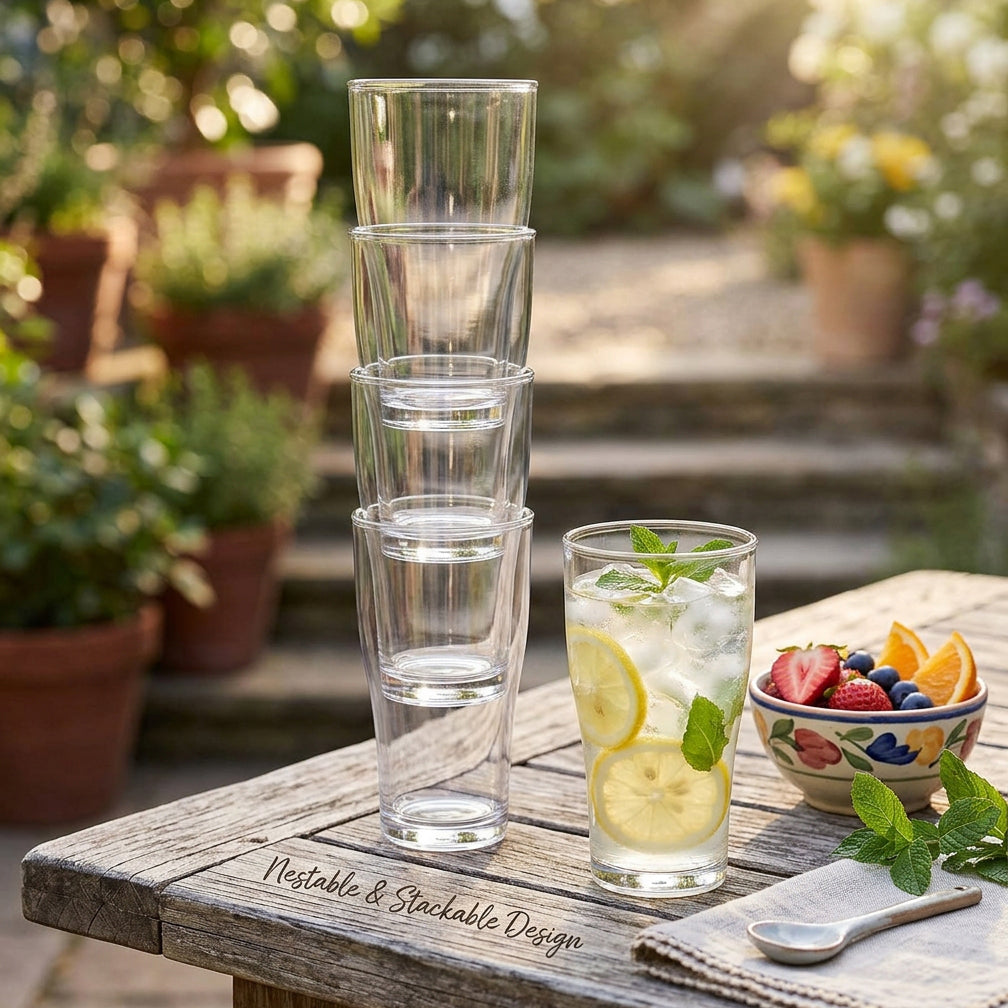 JS Gourmet Verres empilables de style pub et cocktail, 570 ml - Lot de 4 - Simple Boutique