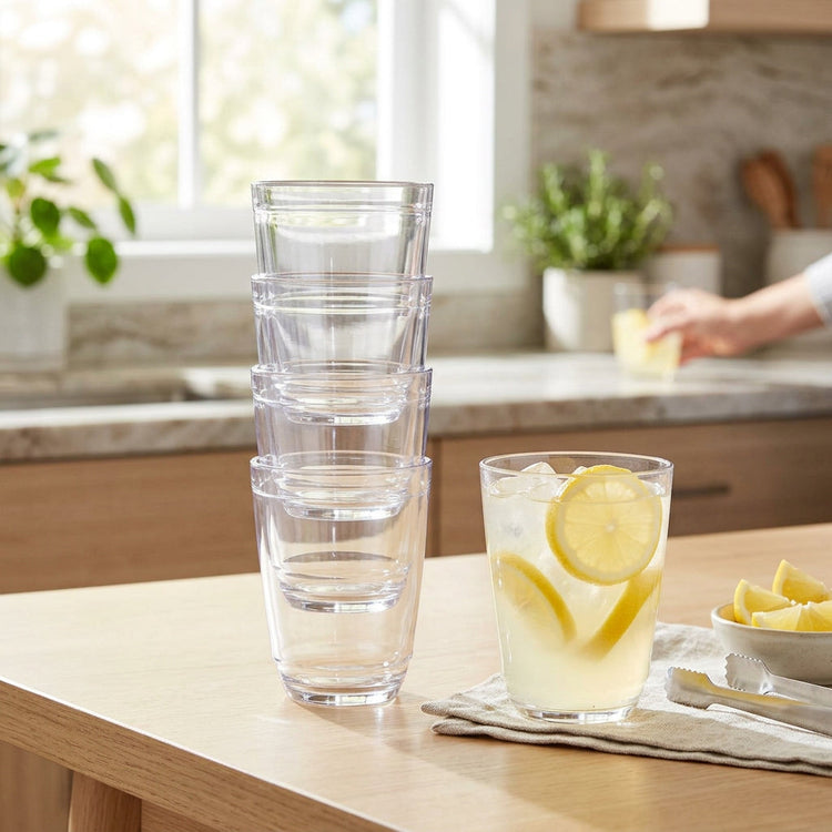 JS Gourmet Verres empilables en borosilicate à bord fin, Lot de 4 - Ancien modèle, 325 ml - Simple Boutique