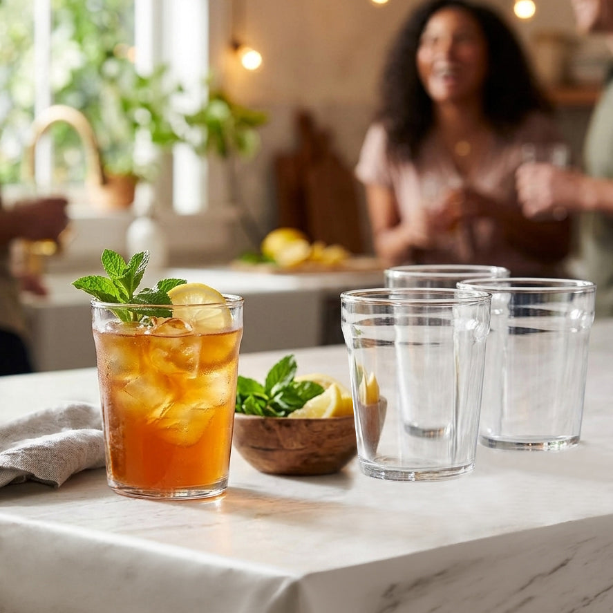 JS Gourmet Verres empilables en borosilicate à bord fin, Lot de 4 - Ancien modèle, 325 ml - Simple Boutique