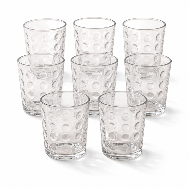 Verres gobelets 380 ml, lot de 8 - Motif bulles
