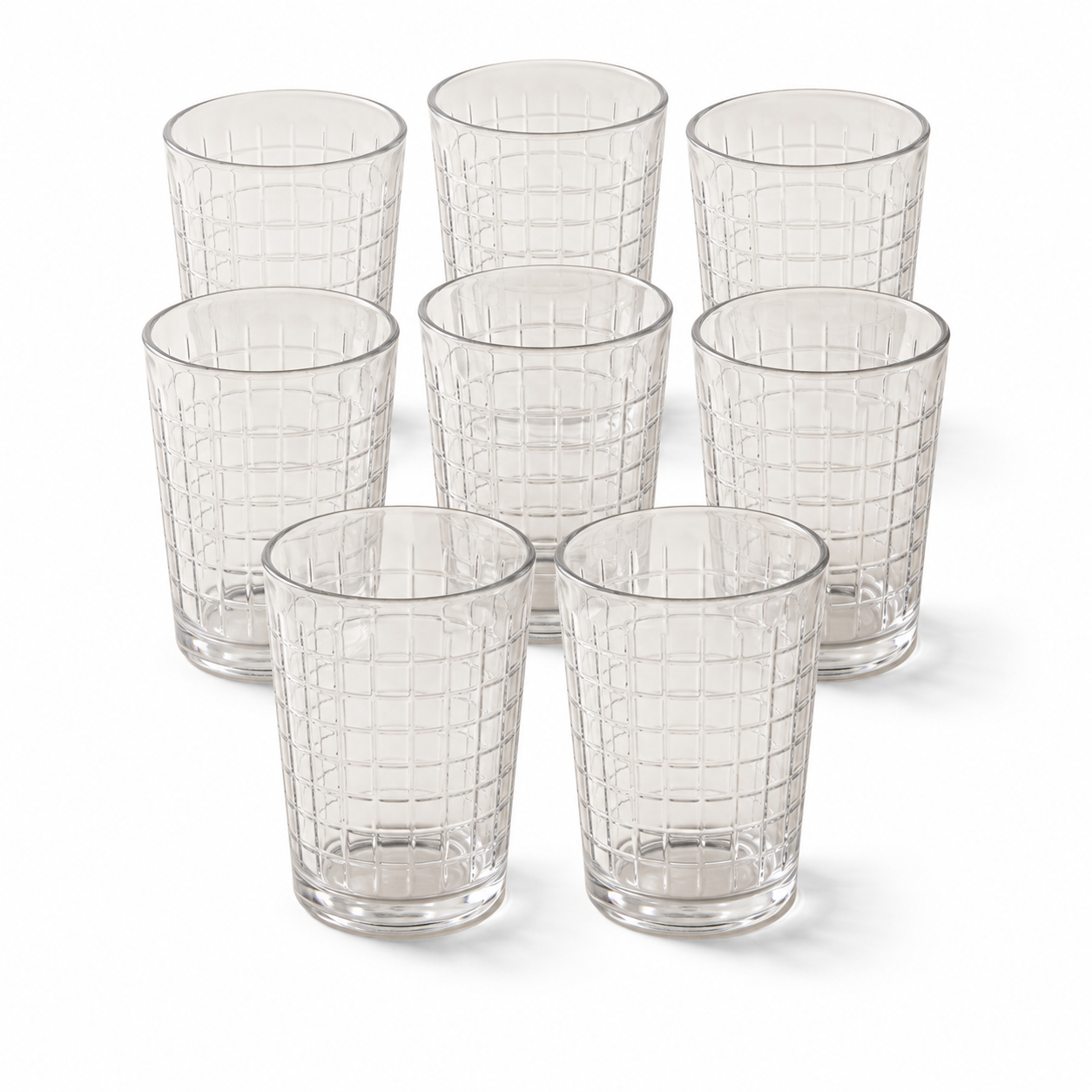 Verres gobelets 380ml lot de 8 – Motif carreaux