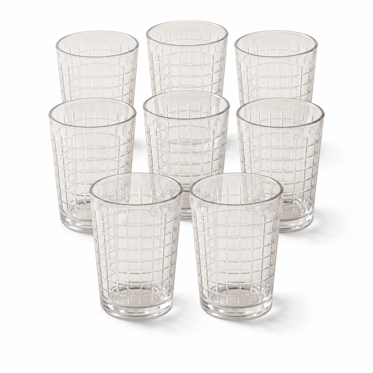 Verres gobelets 380ml lot de 8 – Motif carreaux