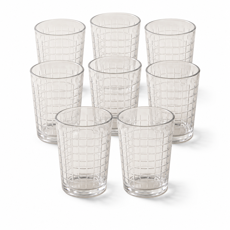 Verres gobelets 380ml lot de 8 – Motif carreaux