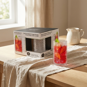 JS Gourmet Verres vintage à motif hobnail en relief — Ensemble de 4, 410 ml - Simple Boutique