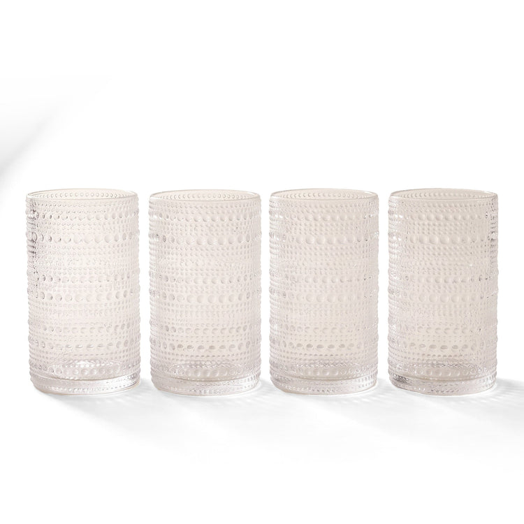 JS Gourmet Verres vintage à motif hobnail en relief — Ensemble de 4, 410 ml - Simple Boutique