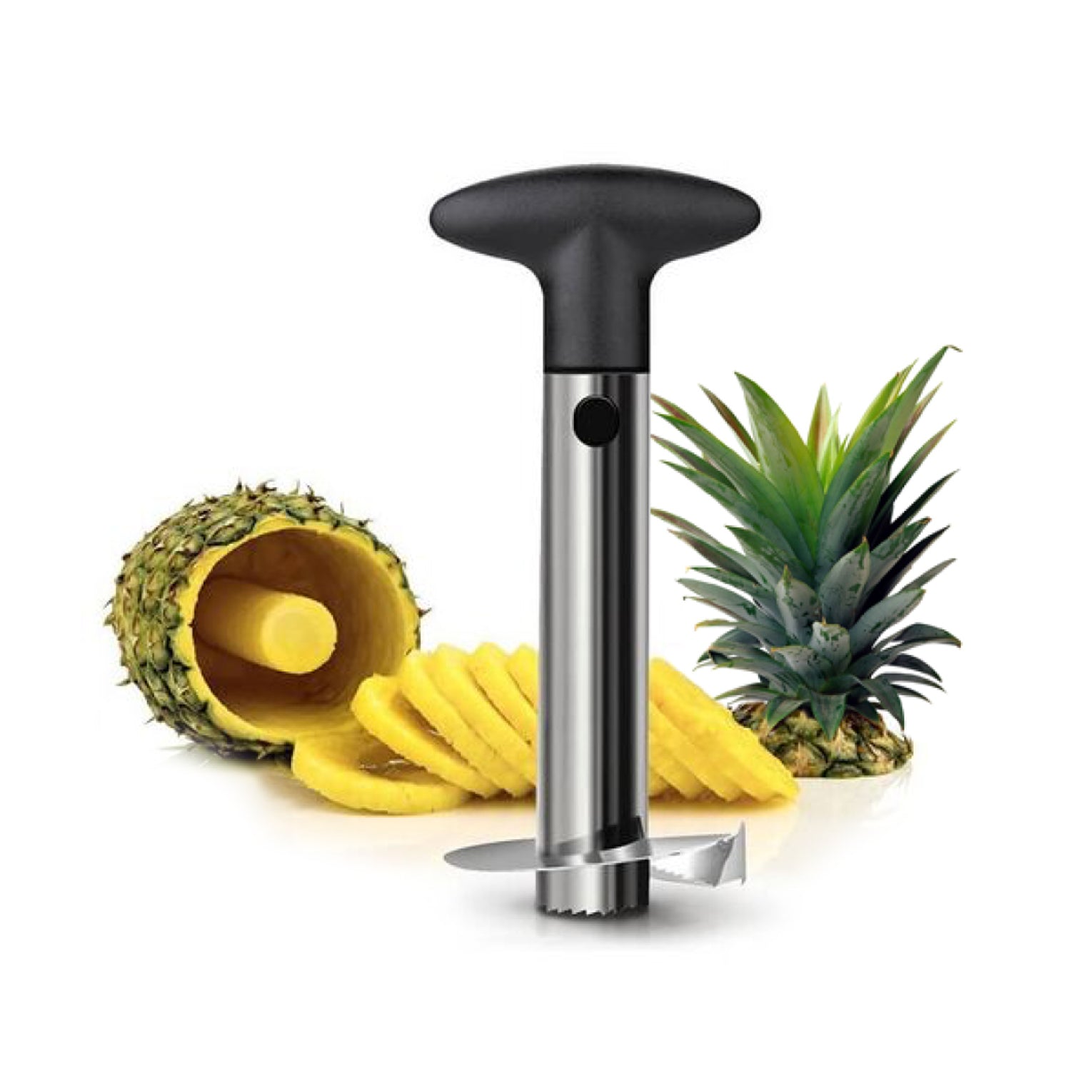 JS Gourmet - Vide-Ananas et Trancheuse (épluche, tranche et évide), Acier Inoxydable - Simple Boutique
