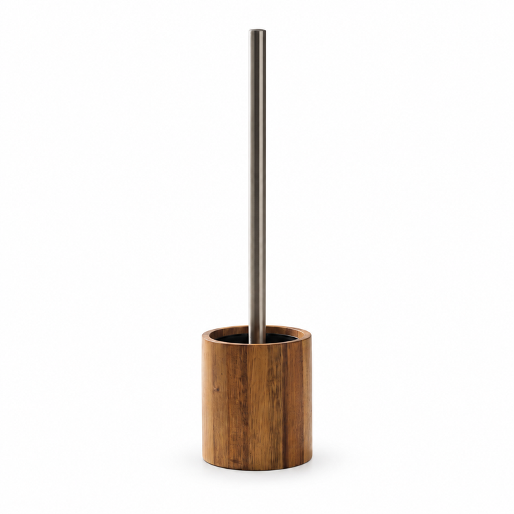 JS Maison Brosse WC en bois d'acacia JS avec manche en acier inoxydable - Simple Boutique