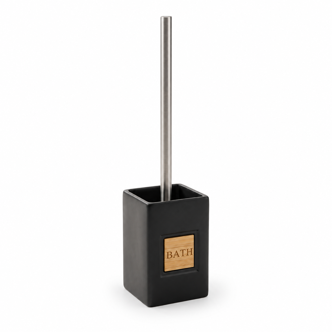 JS Maison Brosse WC en dolomie noire avec accent en bambou - Simple Boutique