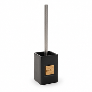 JS Maison Brosse WC en dolomie noire avec accent en bambou - Simple Boutique