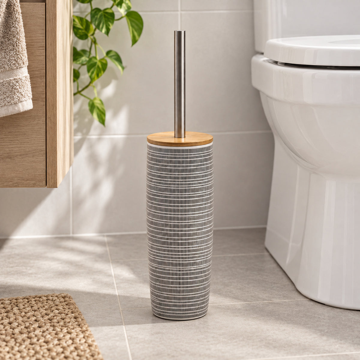 JS Maison Brosse de toilettes Dolomite Gris et Blanc - Simple Boutique